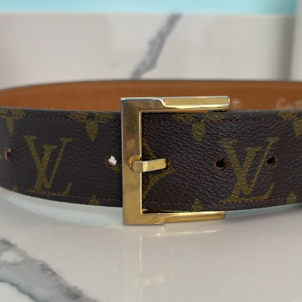 Louis Vuitton Vintage Brown and Gold Monogram Belt - Picture 4 of 11
